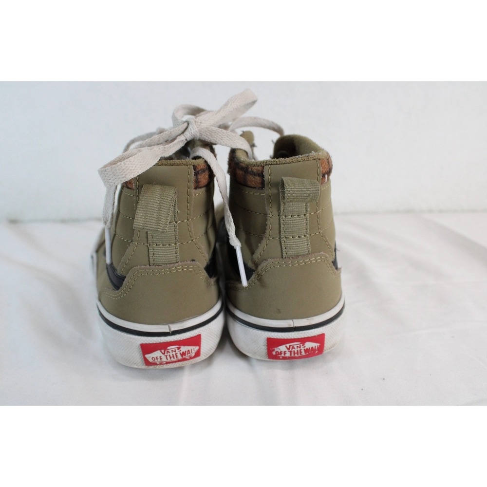 Vans Sk8-Hi MTE Olive Green Leather High Top Sneakers Plaid Collar Mens Kids 2 - Picture 7 of 14